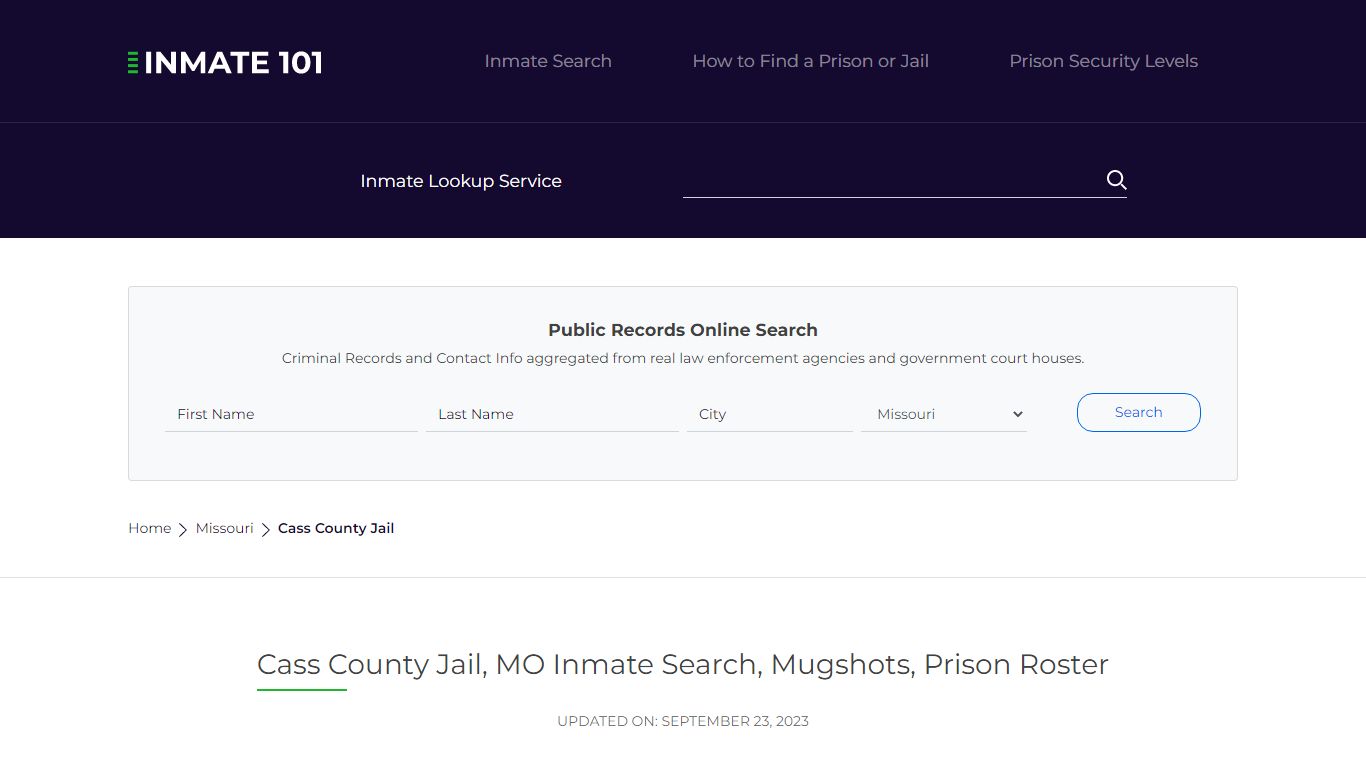 Cass County Jail, MO Inmate Search, Mugshots, Prison Roster